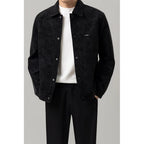 Men’s Versatile Button-Down Shirt Jacket with Pockets Black