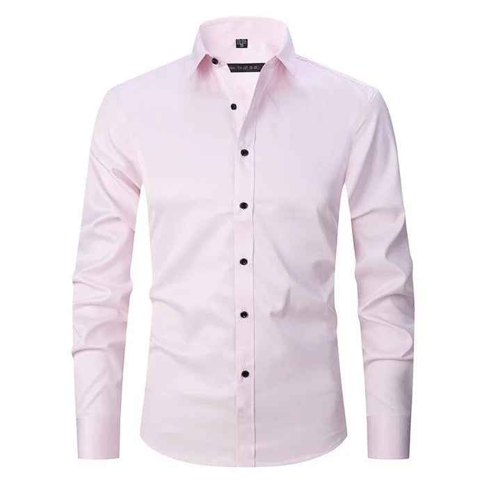 Men’s Comfortable Wrinkle-Resistant Button-Up Shirt Pink