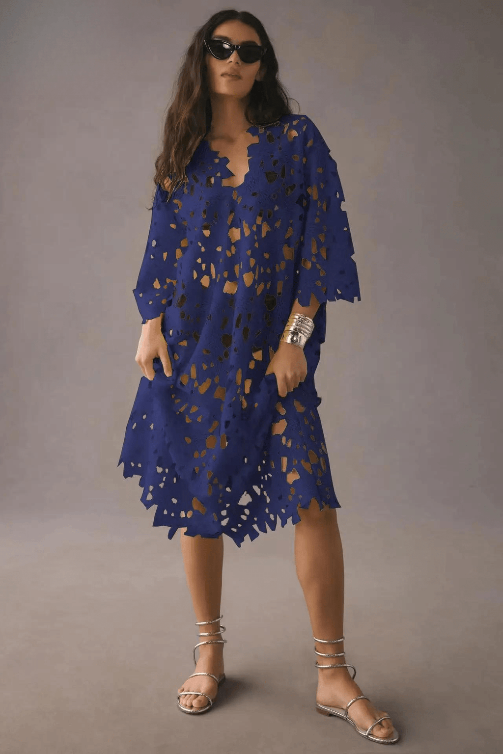 Women’s Elegant Maxi Dress – Flowy Boho Dress Blue One size fits all