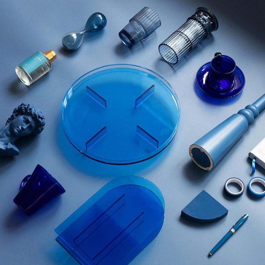 Vibrant Round Acrylic Tray | Modern Living Room Decor Accent