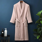 Elegant Waffle Bathrobe with V-Neck Cut for Spa-Like Comfort Pink