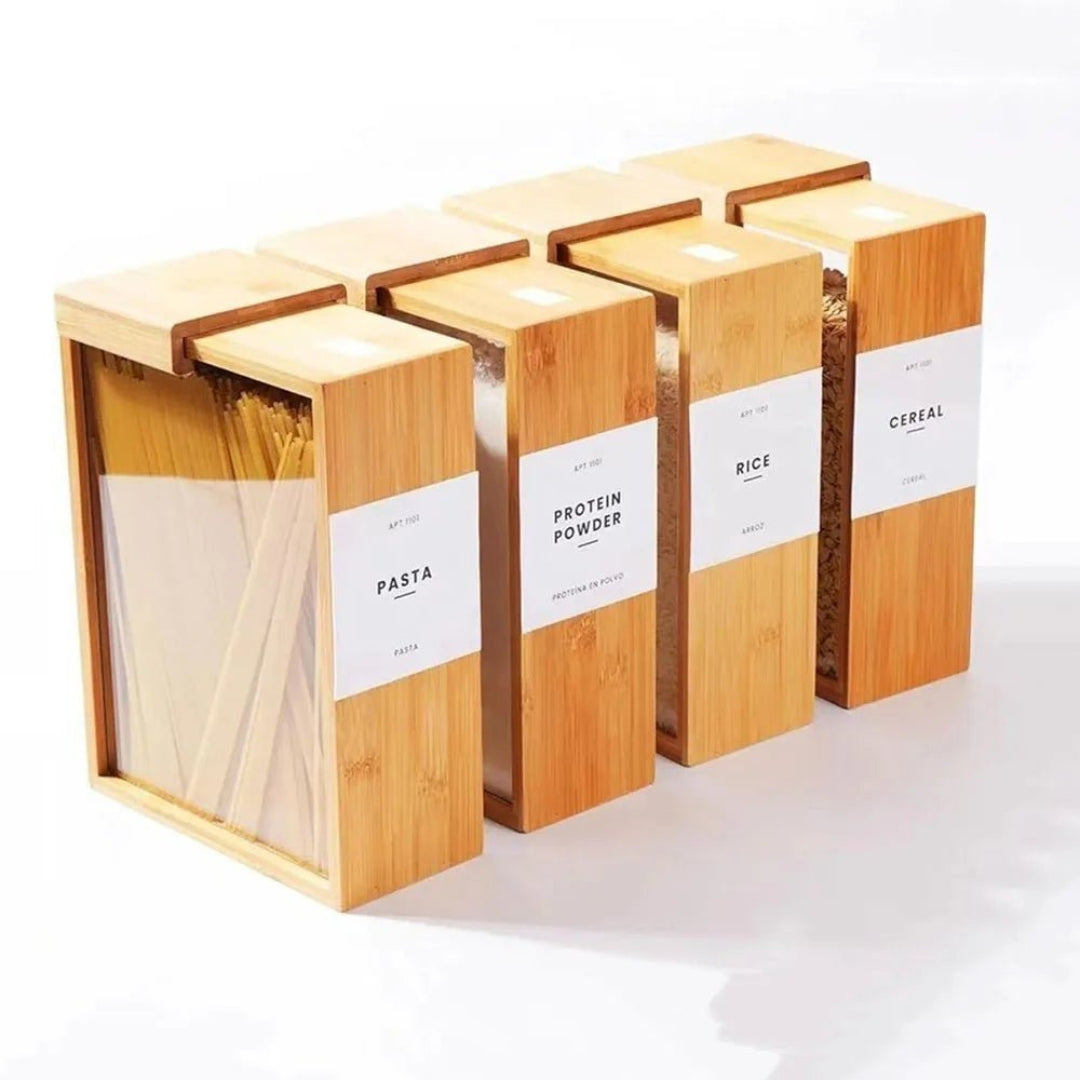 Minimal 2L Bamboo Cereal Dispenser | Space Saving Design