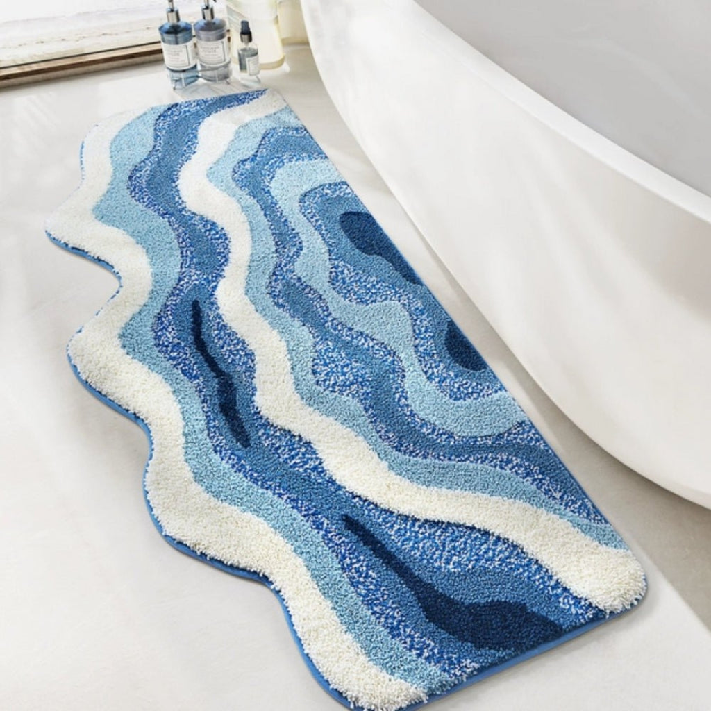 Thick Non Slip Bath Mat | Quick Dry Bathroom Rug Mat Use Coastal Waves