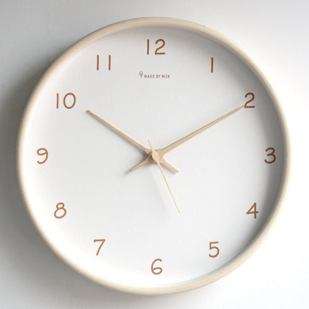 Minimal Wooden Wall Clock | Silent Wall Decor for Home Cream