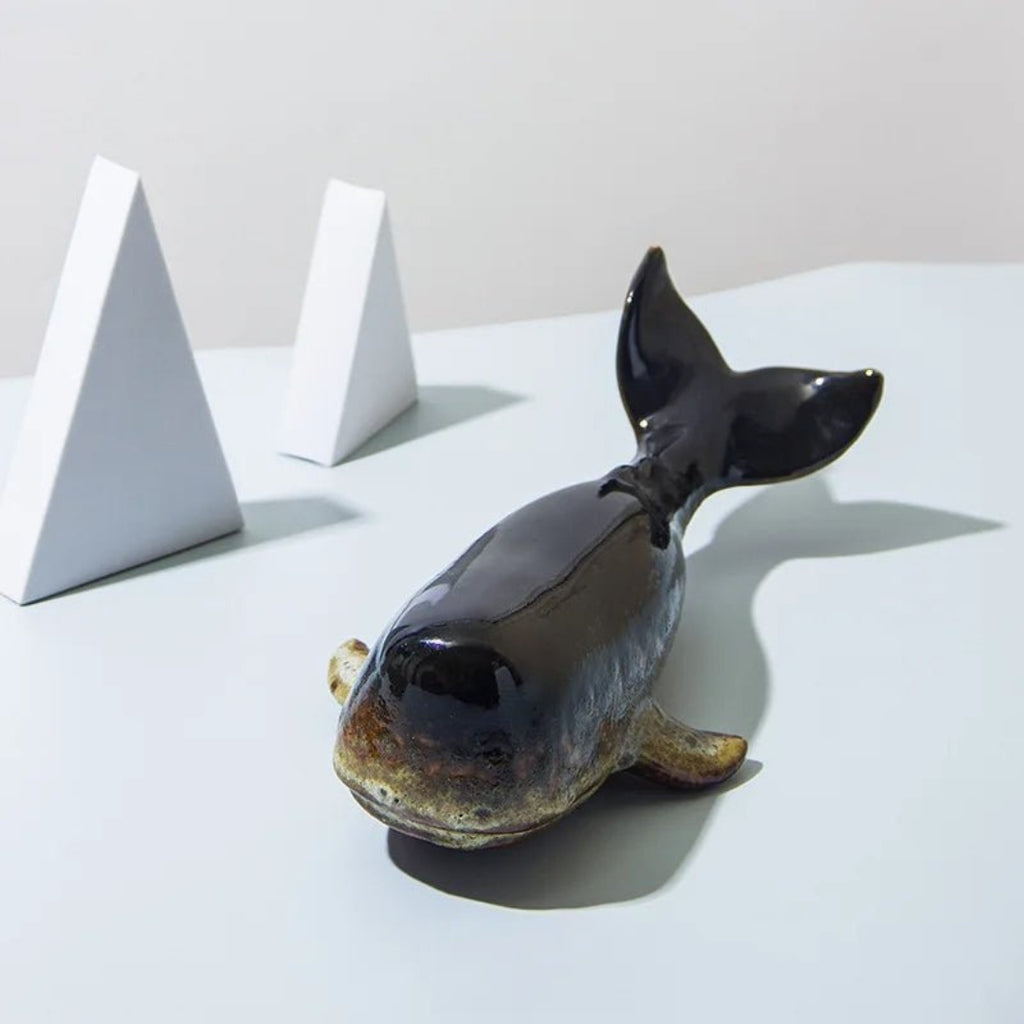 Sculptural Porcelain Whale Piece | Stylish Nautical Accent