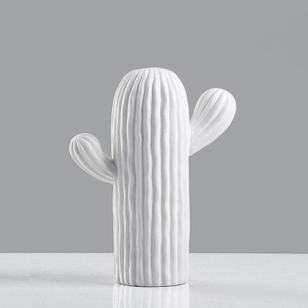Elegant Porcelain Cactus Collection | Modern Shelf Accent B Medium cactus