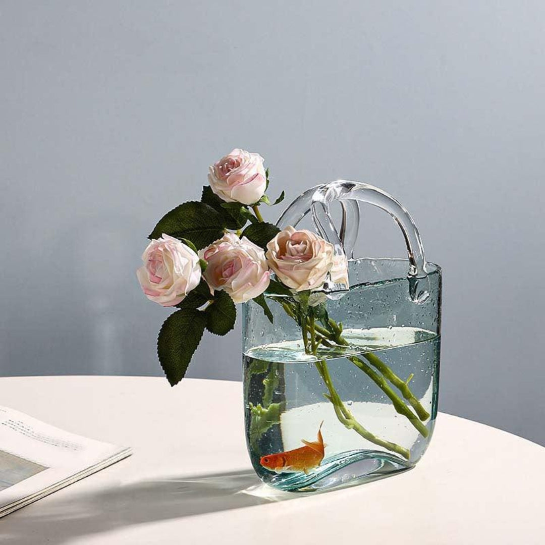 Modern Handbag Glass Vase | Chic Decorative Accent Home