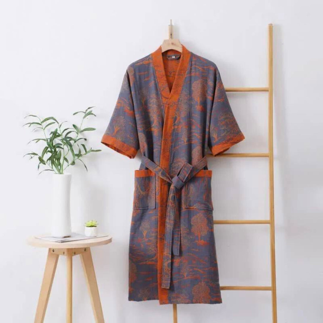 Modern Kimono Robe for Comfortable Home Lounge Wear Style Orange
