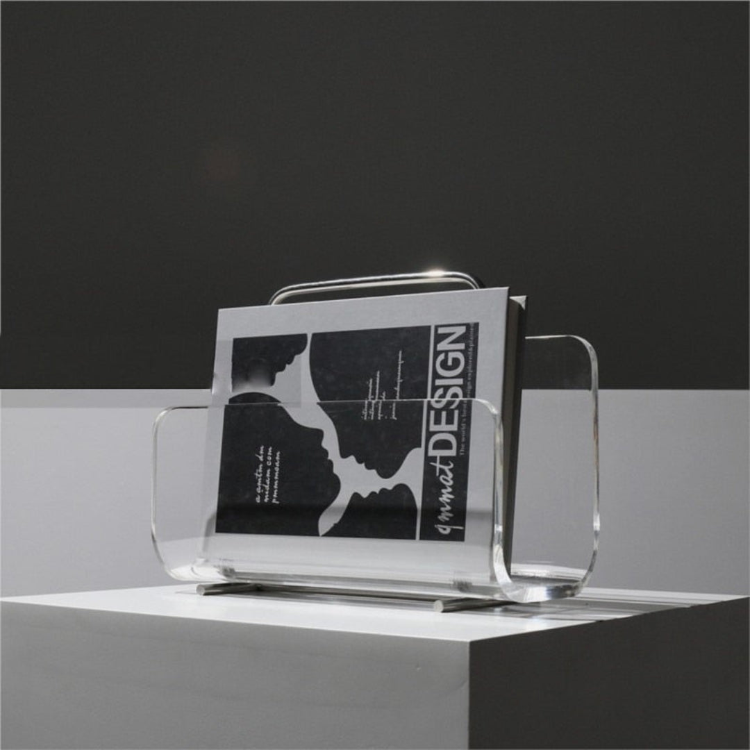 Clear Acrylic Magazine Rack as Portable Bookshelf Stand