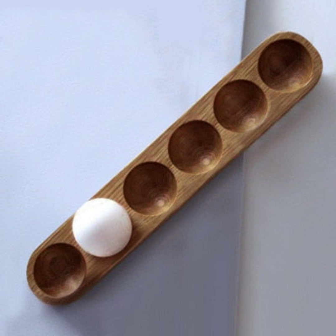 Artisan Wooden Egg Holder for Chic Kitchen Counter Storage 6 Eggs
