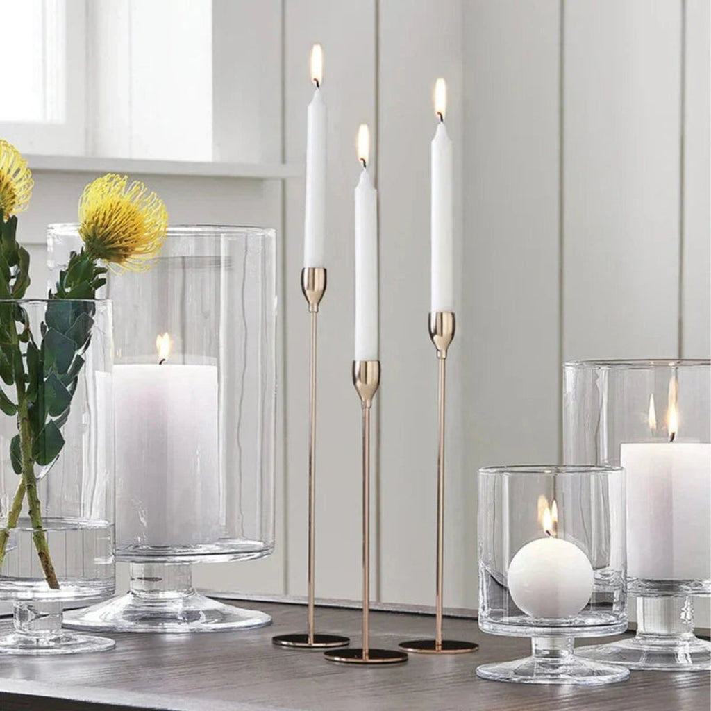 Sleek Metal Candle Holders for Warm Cozy Interior Decor