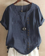 Women’s Casual Button Detail Blouse for Summer Styling Dark Blue