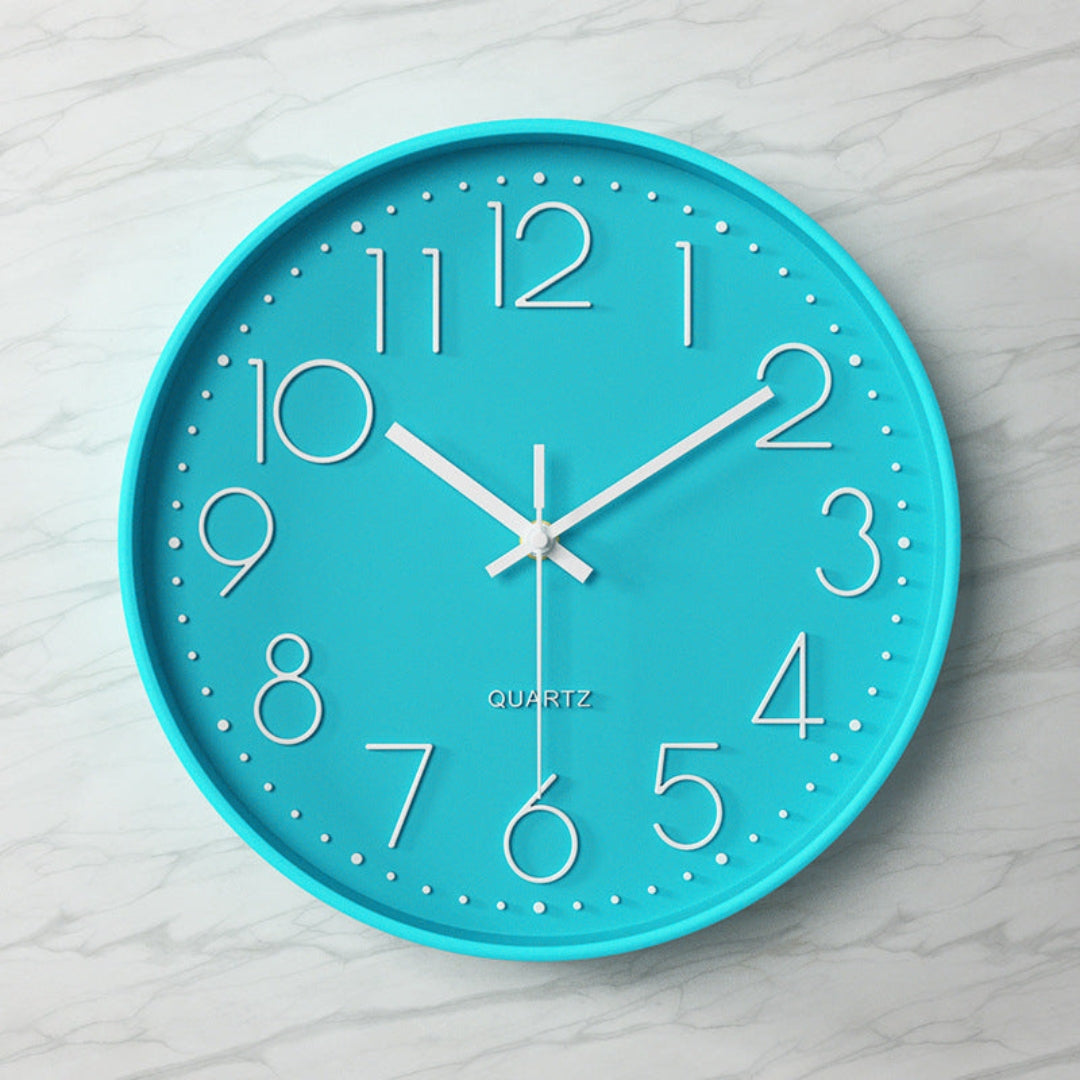 Contemporary Large Clear Glass Wall Clock with Silent Design Light-Blue