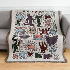 Iconic Keith Haring Jigsaw Throw Blanket for Interior Decor