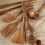 Minimal Wooden Kitchen Utensil Set 7 Piece Home Cooking