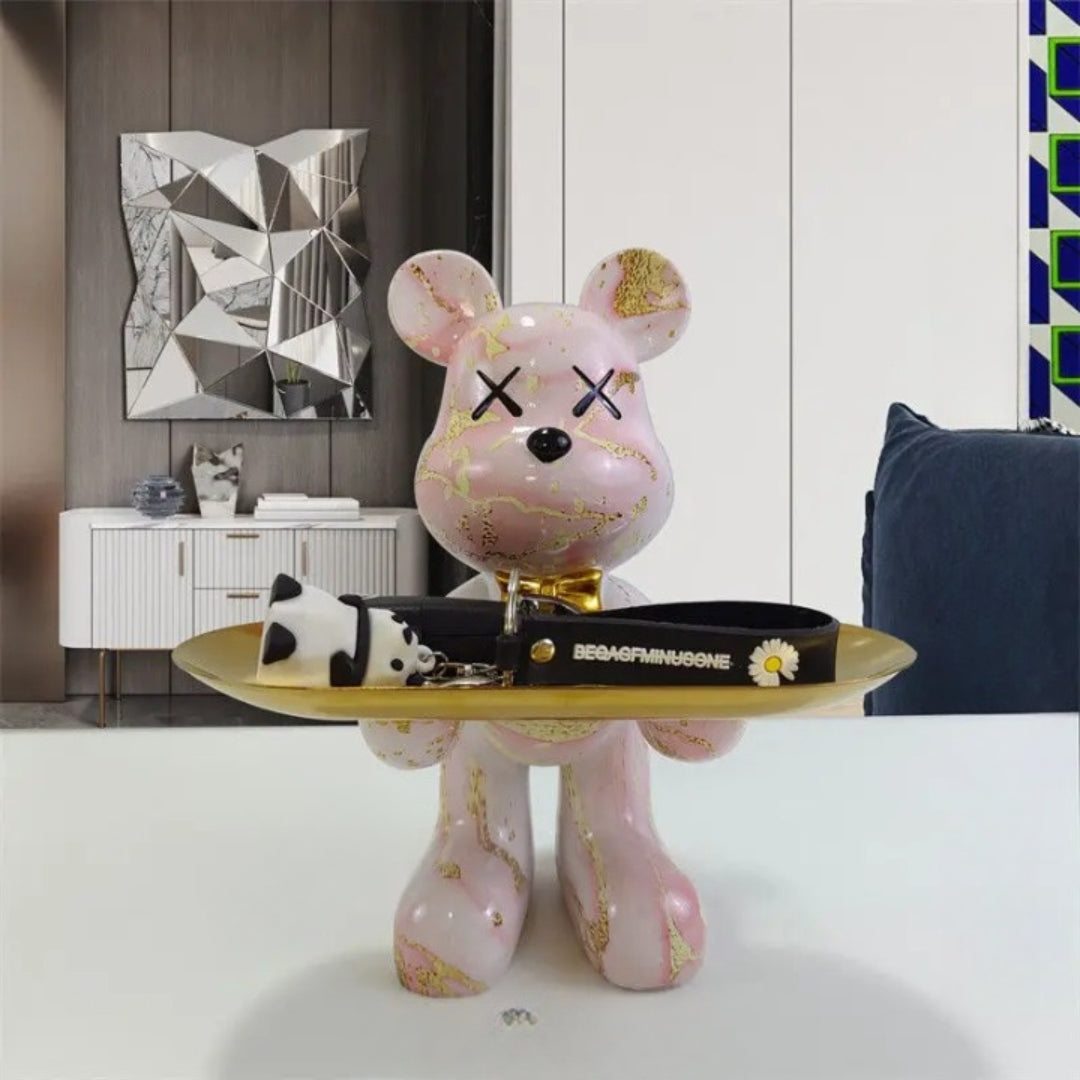 Elegant Bear Statue with Tray for Jewelry and Keys Holder 9