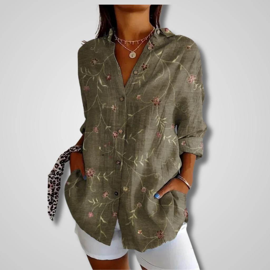 Women’s Vintage Casual Blouse - Relaxed Summer Top Green