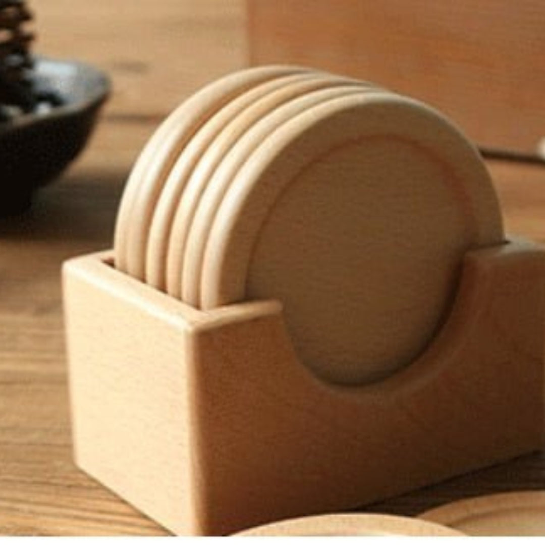 Traditional Japanese Wooden Coaster Set for Dining Tables Use
