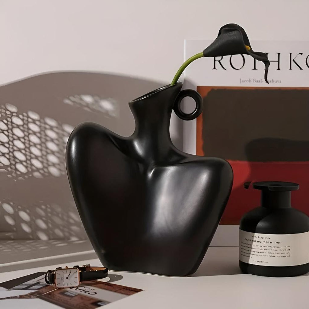 Minimalist Ceramic Flower Vase | Abstract Home Accent Decor