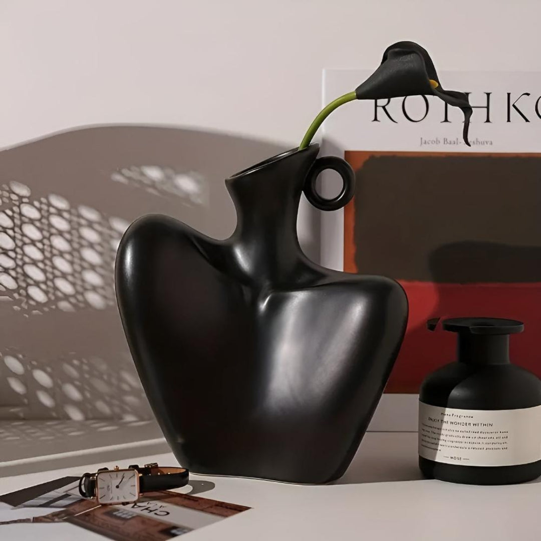 Minimalist Ceramic Flower Vase | Abstract Home Accent Decor