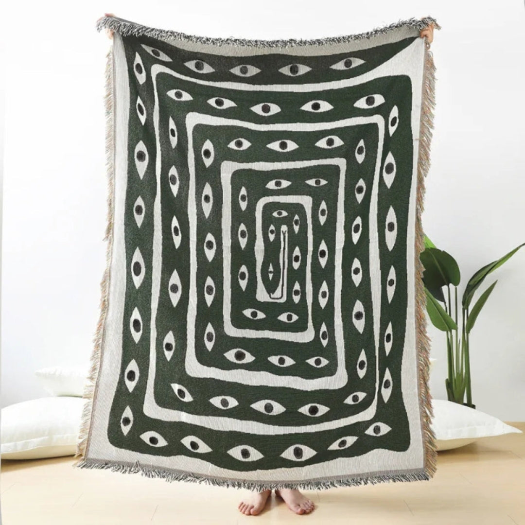 Graphic Snake Labyrinth Throw Blanket with Reversible Style