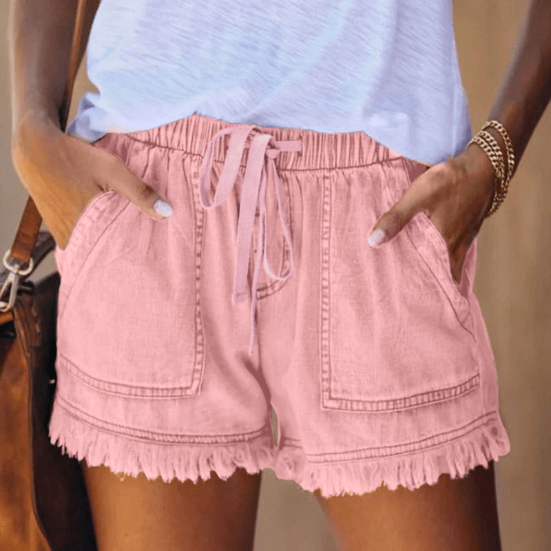 Women’s Stylish High-Waisted Denim Shorts for Trendy Looks Pink