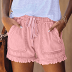 Women’s Stylish High-Waisted Denim Shorts for Trendy Looks Pink