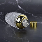 Elegant Glass and Gold Steel Cocktail Shaker for Home Bars
