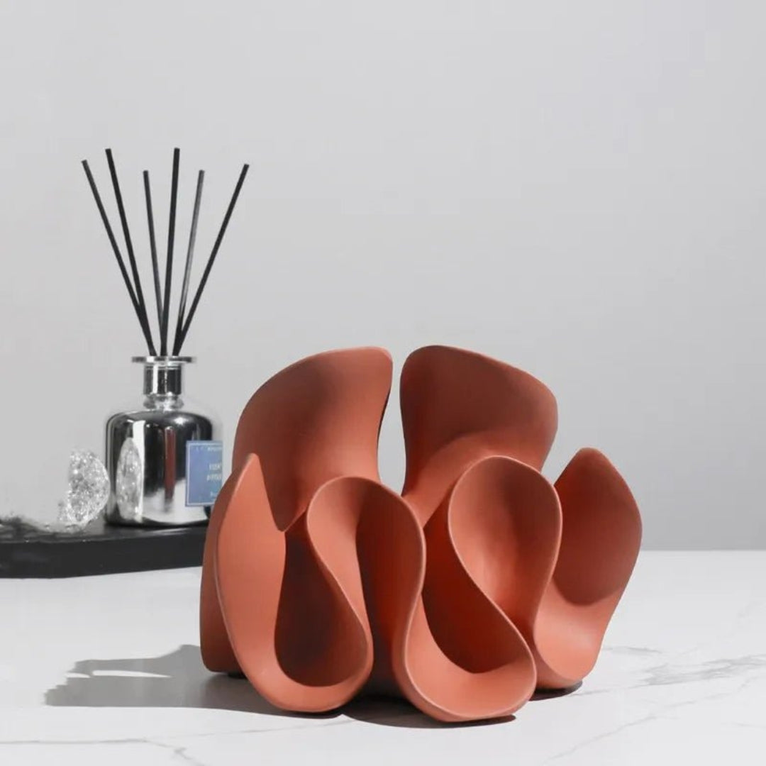 Architectural Bloom Wave Sculpture for Statement Home Decor Orange