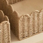 Handwoven Wicker Storage Basket | Minimal Wave Edge Storage