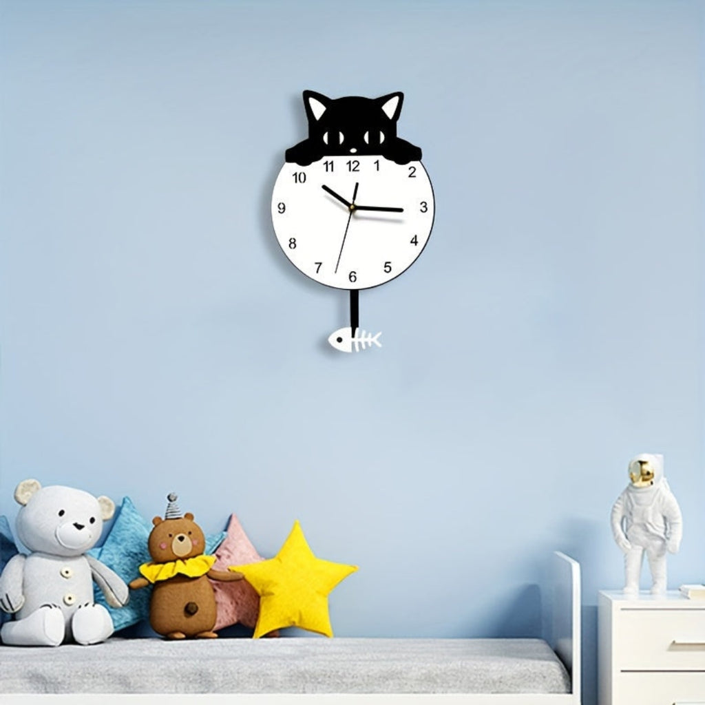 Charming Swinging Cat Wall Clock for Creative Interiors