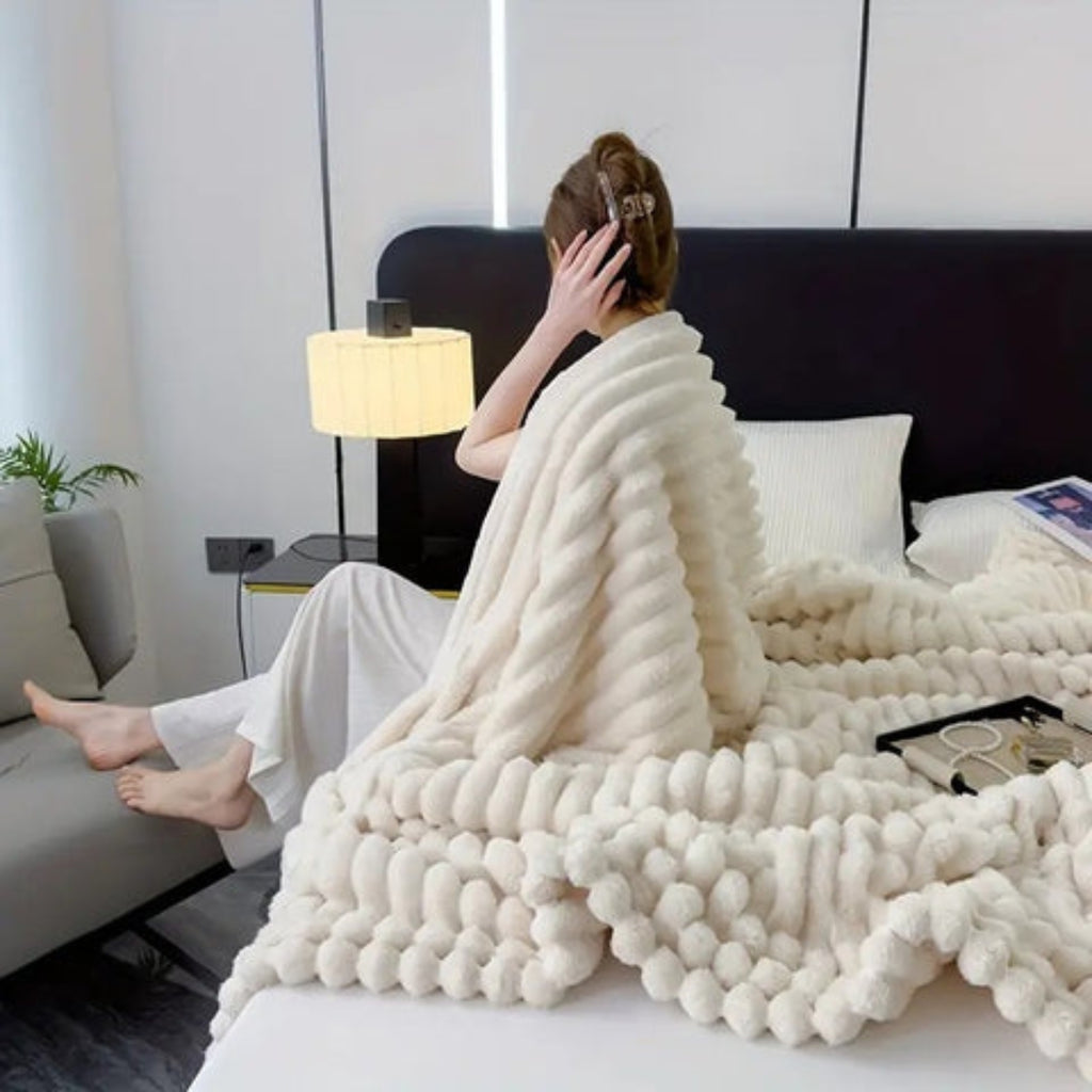 Plush Ribbed Blanket for Cozy Warmth and Daily Comfort Use