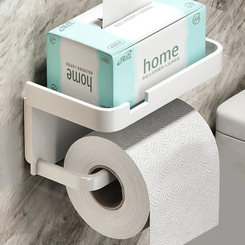 Minimal Toilet Paper Holder | Space Saving Shelf Storage Off-White