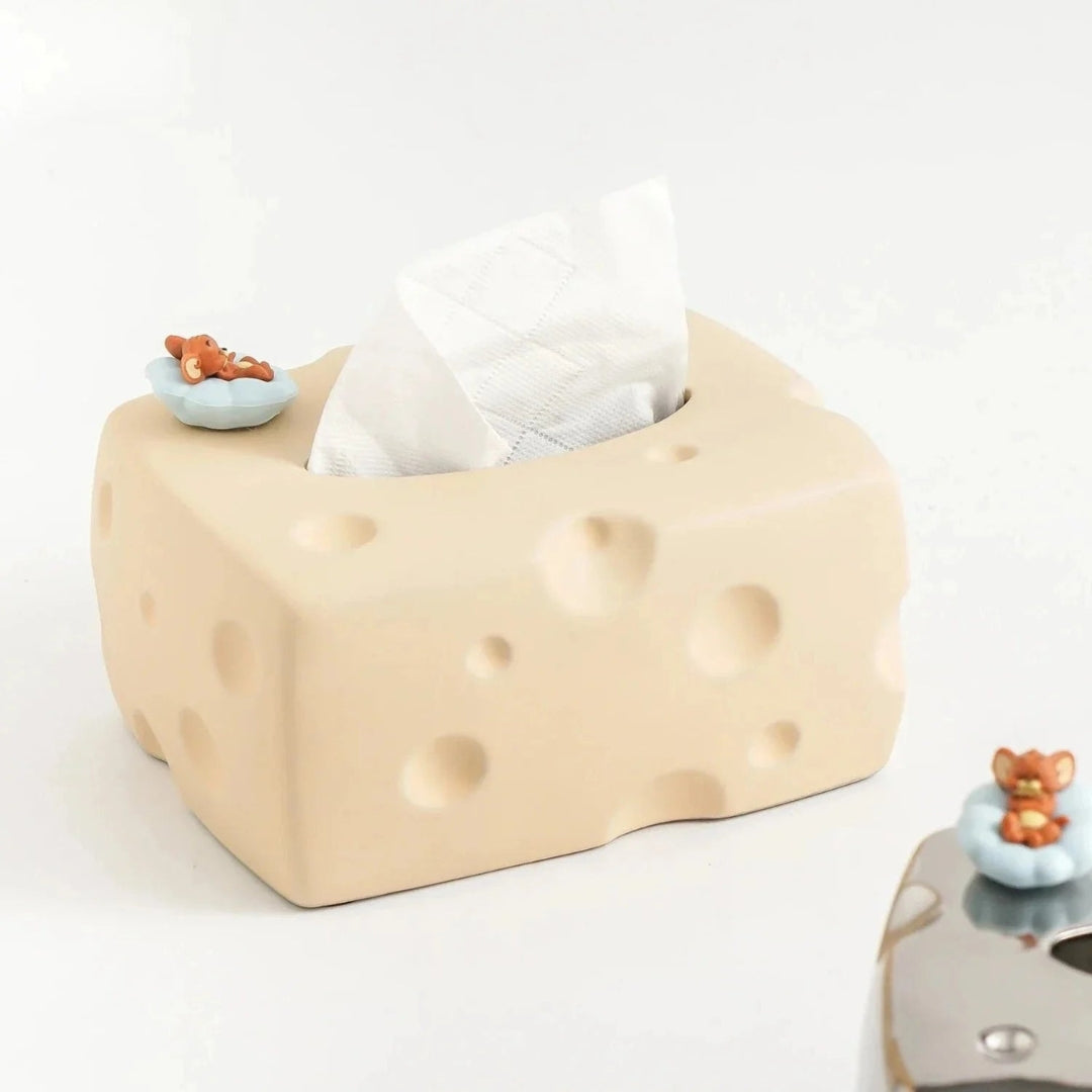 Playful Cheese Shaped Ceramic Tissue Box | Modern Accent