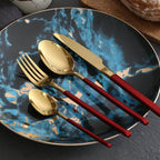 Italian Style Cutlery Set | Modern Stainless Flatware Set Red