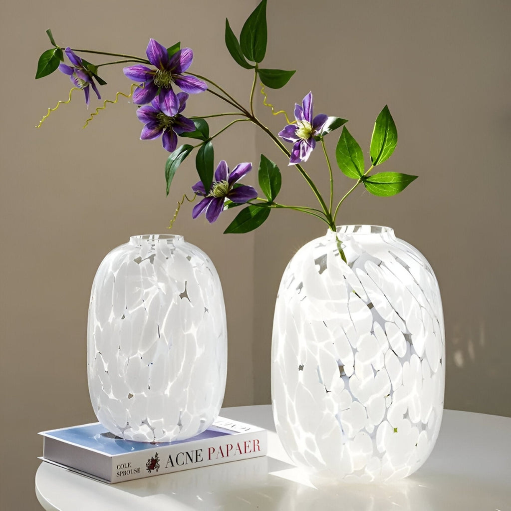 Luxury Marble Effect Glass Vase | Premium Interior Decor Medium