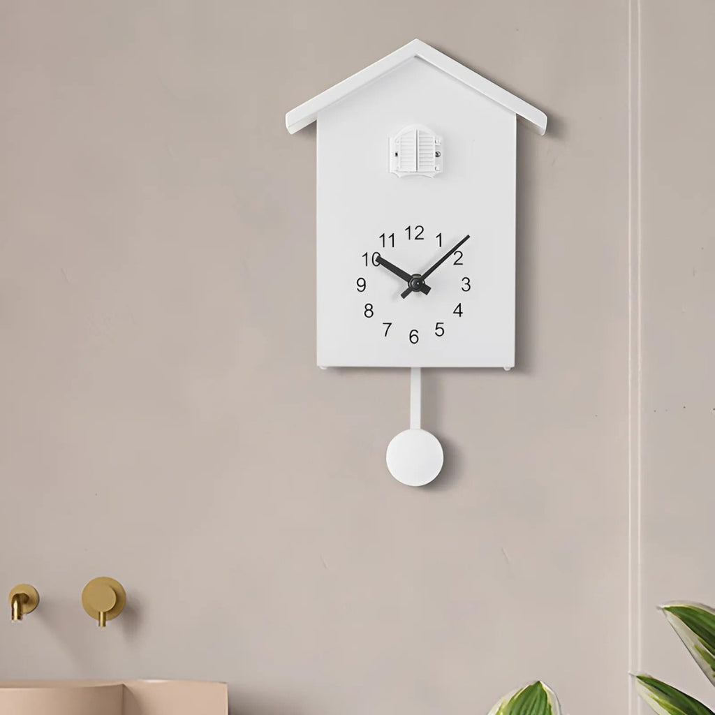 Decorative Quartz Cuckoo Wall Clock for Interior Decor Spaces White