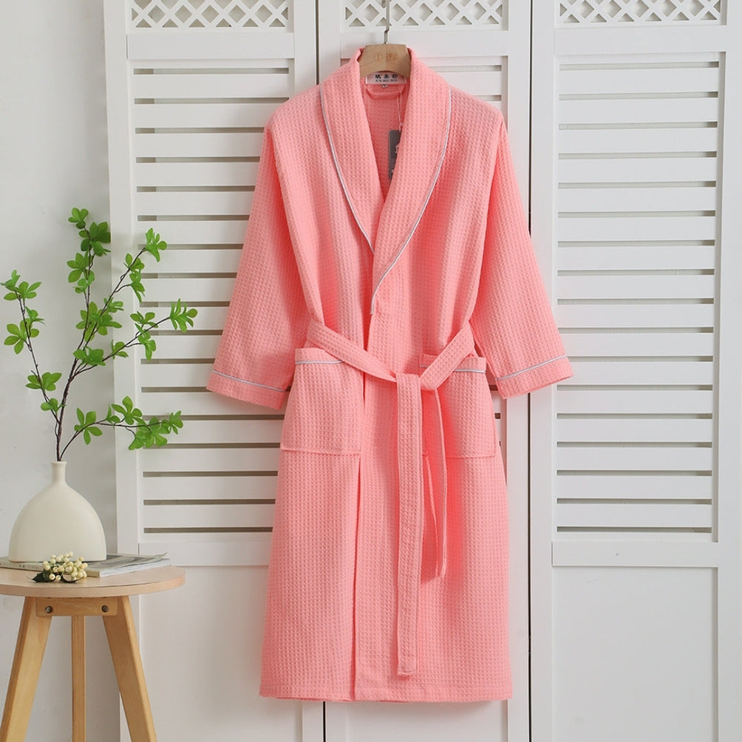 Plush Waffle Weave Bathrobe | Cozy Home and Lounge Use Pink