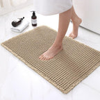 Plush Waffle Bath Mat | Absorbent Non Slip Bathroom Rug Beige
