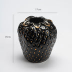 Designer Strawberry Ceramic Vase | Unique Tabletop Decor Black