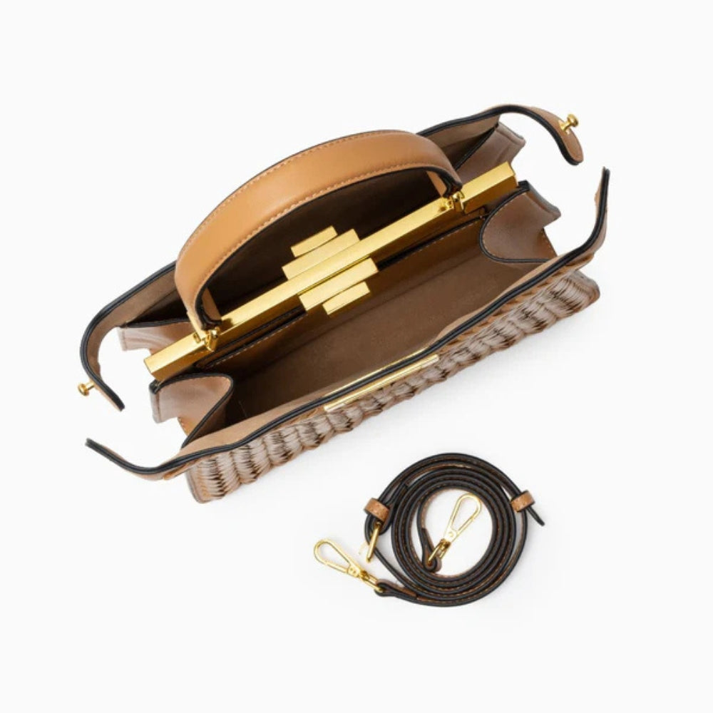 Alia | Women’s Woven Leather Handbag | With Crossbody Strap