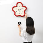 Decorative 3D Floral Pendulum Wall Clock for Quiet Spaces