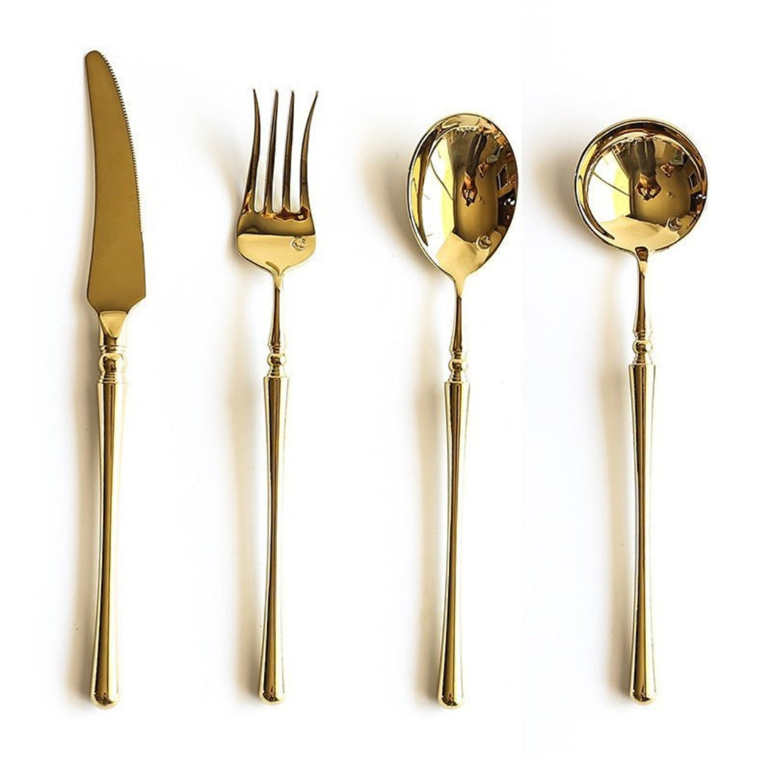 Elegant Gold Stainless Steel Cutlery Set for Stylish Dining