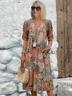 Women’s Relaxed Floral Print Dress Beige