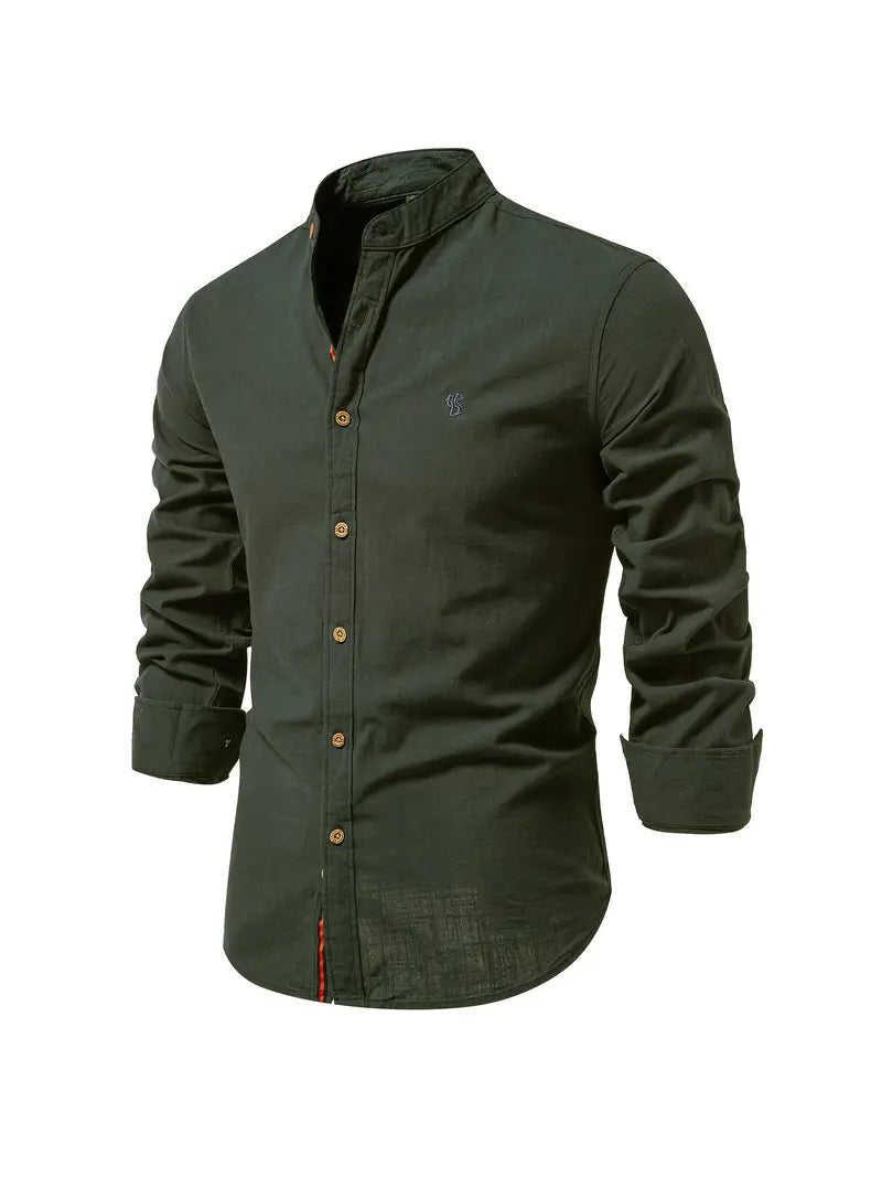 Men’s Comfortable Button-Up Shirt with Flattering Fit Army Green