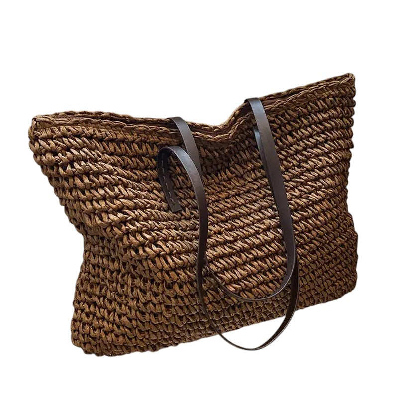 Women’s Spacious Beach Tote Bag – Effortless Summer Style Coffee