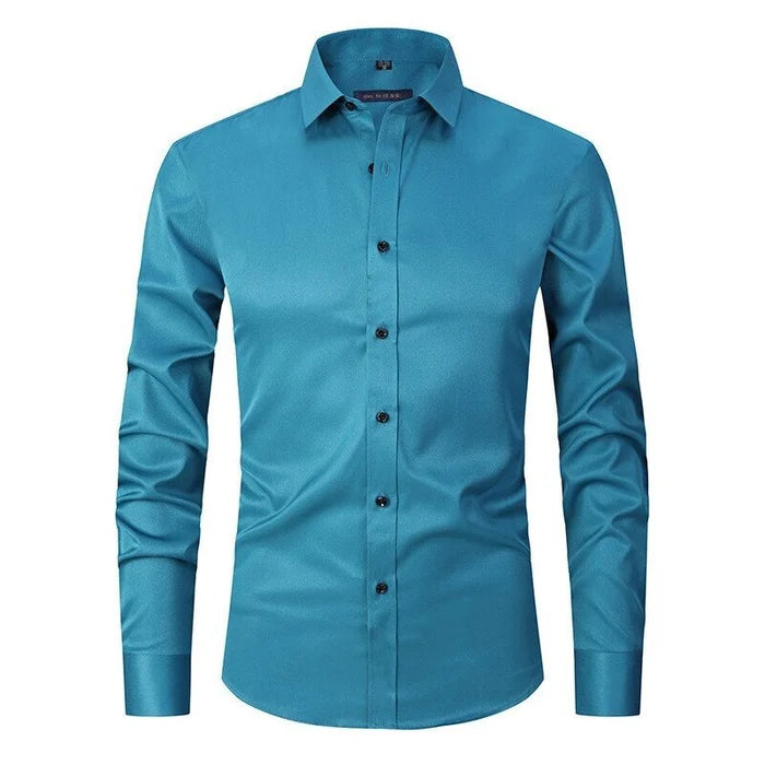 Men’s Comfortable Wrinkle-Resistant Button-Up Shirt Turquoise