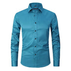 Men’s Comfortable Wrinkle-Resistant Button-Up Shirt Turquoise