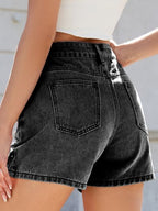 Women’s High Waist Denim Shorts with Rhinestones