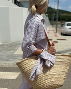 Women’s Timeless Striped Summer Shirt Dress Gray